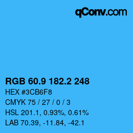 Color code: RGB 60.9 182.2 248 | qconv.com