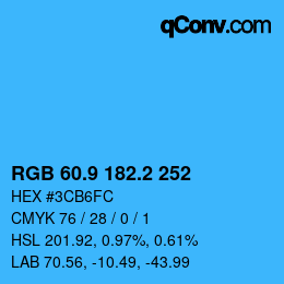 カラーコード: RGB 60.9 182.2 252 | qconv.com