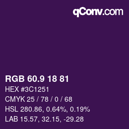 カラーコード: RGB 60.9 18 81 | qconv.com