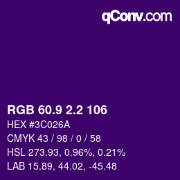 カラーコード: RGB 60.9 2.2 106 | qconv.com