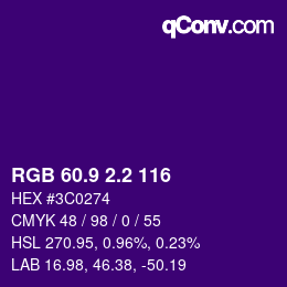 カラーコード: RGB 60.9 2.2 116 | qconv.com