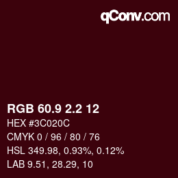 Color code: RGB 60.9 2.2 12 | qconv.com
