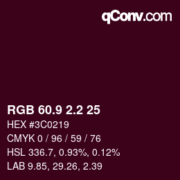 カラーコード: RGB 60.9 2.2 25 | qconv.com