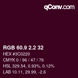 カラーコード: RGB 60.9 2.2 32 | qconv.com