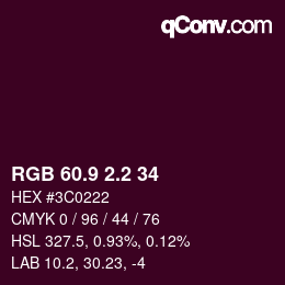 カラーコード: RGB 60.9 2.2 34 | qconv.com