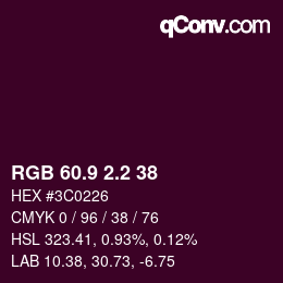 カラーコード: RGB 60.9 2.2 38 | qconv.com