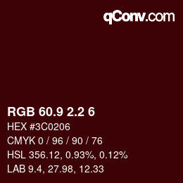 Color code: RGB 60.9 2.2 6 | qconv.com