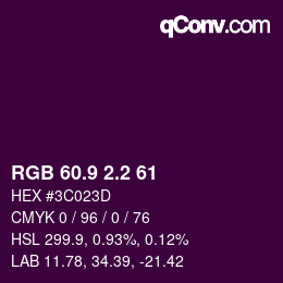 カラーコード: RGB 60.9 2.2 61 | qconv.com