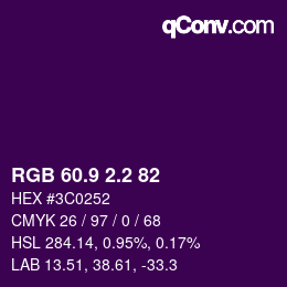 カラーコード: RGB 60.9 2.2 82 | qconv.com