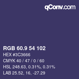 Color code: RGB 60.9 54 102 | qconv.com