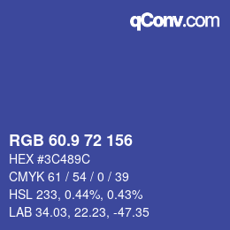カラーコード: RGB 60.9 72 156 | qconv.com