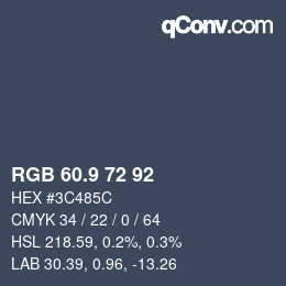 カラーコード: RGB 60.9 72 92 | qconv.com