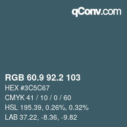 Color code: RGB 60.9 92.2 103 | qconv.com