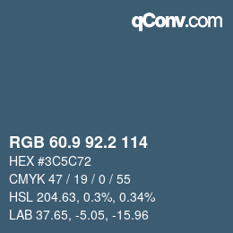 Color code: RGB 60.9 92.2 114 | qconv.com