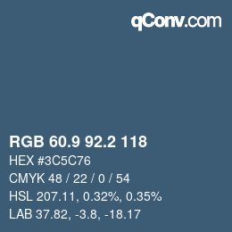 Color code: RGB 60.9 92.2 118 | qconv.com
