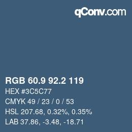 Color code: RGB 60.9 92.2 119 | qconv.com