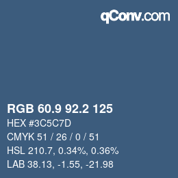 Color code: RGB 60.9 92.2 125 | qconv.com