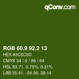 カラーコード: RGB 60.9 92.2 13 | qconv.com