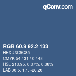 Color code: RGB 60.9 92.2 133 | qconv.com