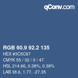 Color code: RGB 60.9 92.2 135 | qconv.com