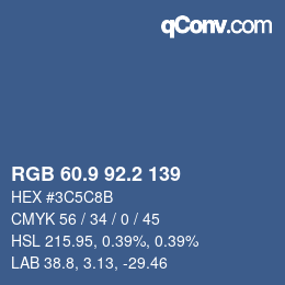 カラーコード: RGB 60.9 92.2 139 | qconv.com