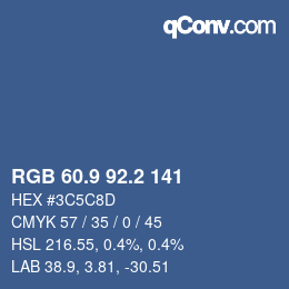 Color code: RGB 60.9 92.2 141 | qconv.com