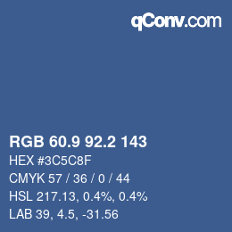Color code: RGB 60.9 92.2 143 | qconv.com