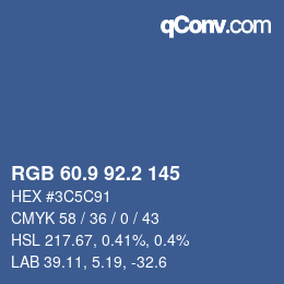 Color code: RGB 60.9 92.2 145 | qconv.com