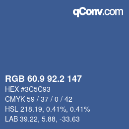 Color code: RGB 60.9 92.2 147 | qconv.com