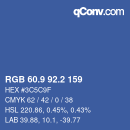 カラーコード: RGB 60.9 92.2 159 | qconv.com
