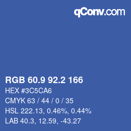 Color code: RGB 60.9 92.2 166 | qconv.com