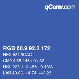 カラーコード: RGB 60.9 92.2 172 | qconv.com