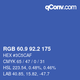 Color code: RGB 60.9 92.2 175 | qconv.com
