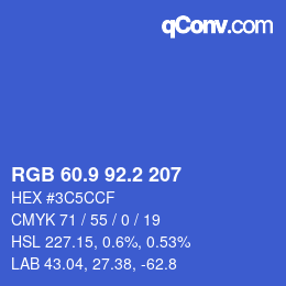 カラーコード: RGB 60.9 92.2 207 | qconv.com