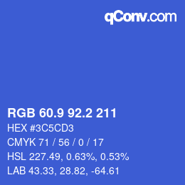 カラーコード: RGB 60.9 92.2 211 | qconv.com