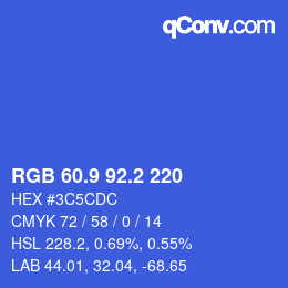 カラーコード: RGB 60.9 92.2 220 | qconv.com