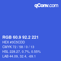 カラーコード: RGB 60.9 92.2 221 | qconv.com