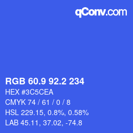 カラーコード: RGB 60.9 92.2 234 | qconv.com