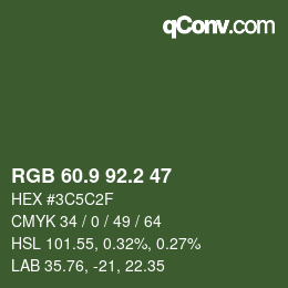カラーコード: RGB 60.9 92.2 47 | qconv.com