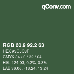 Color code: RGB 60.9 92.2 63 | qconv.com