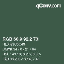 カラーコード: RGB 60.9 92.2 73 | qconv.com