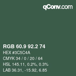 Color code: RGB 60.9 92.2 74 | qconv.com