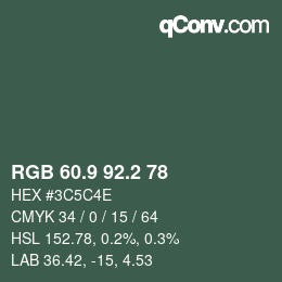 Color code: RGB 60.9 92.2 78 | qconv.com