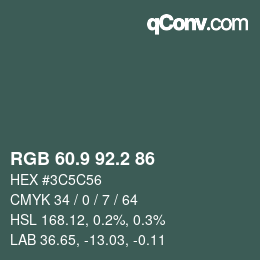 カラーコード: RGB 60.9 92.2 86 | qconv.com