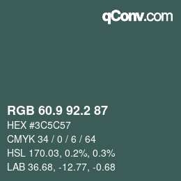 Color code: RGB 60.9 92.2 87 | qconv.com