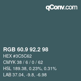 カラーコード: RGB 60.9 92.2 98 | qconv.com