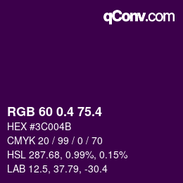 カラーコード: RGB 60 0.4 75.4 | qconv.com