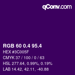 カラーコード: RGB 60 0.4 95.4 | qconv.com