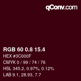 カラーコード: RGB 60 0.8 15.4 | qconv.com