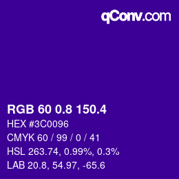 カラーコード: RGB 60 0.8 150.4 | qconv.com